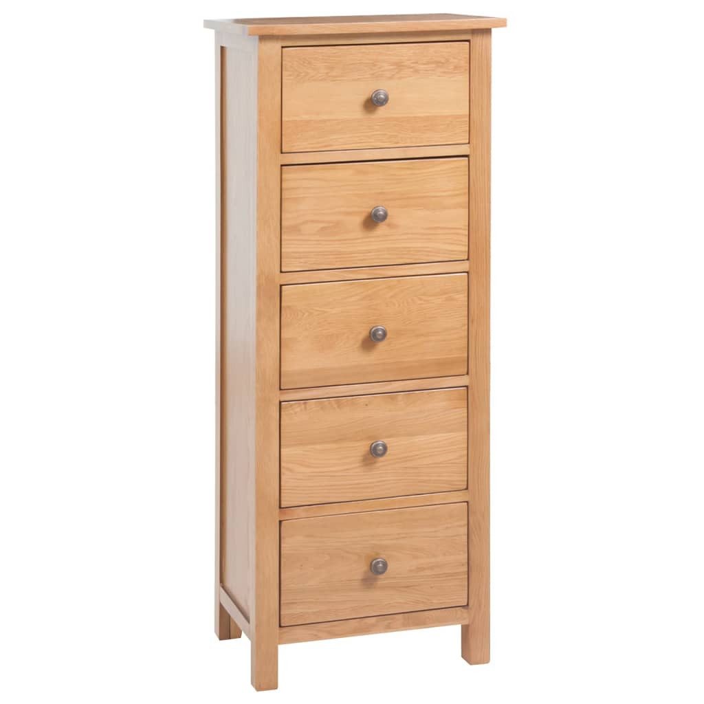Kommode Hohe Kommode mit Schubladen 45x32x110 cm Massivholz Eiche
