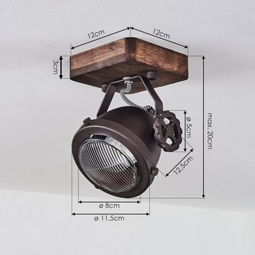 hofstein Deckenleuchte »Biati« Zimmerlampe in Metall und Holz in Braun mit Glasschirm, ohne Leuchtmittel, Spot ist dreh-/schwenkbar, 1xGU10 max. 50 Watt