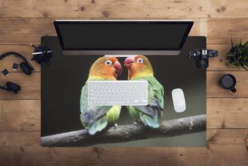 MuchoWow Gaming Mauspad Liebesvögel Papageien Fotodruck (1-St), Büro für Tastatur und Maus, Mousepad Gaming, 90x60 cm, XXL, Großes