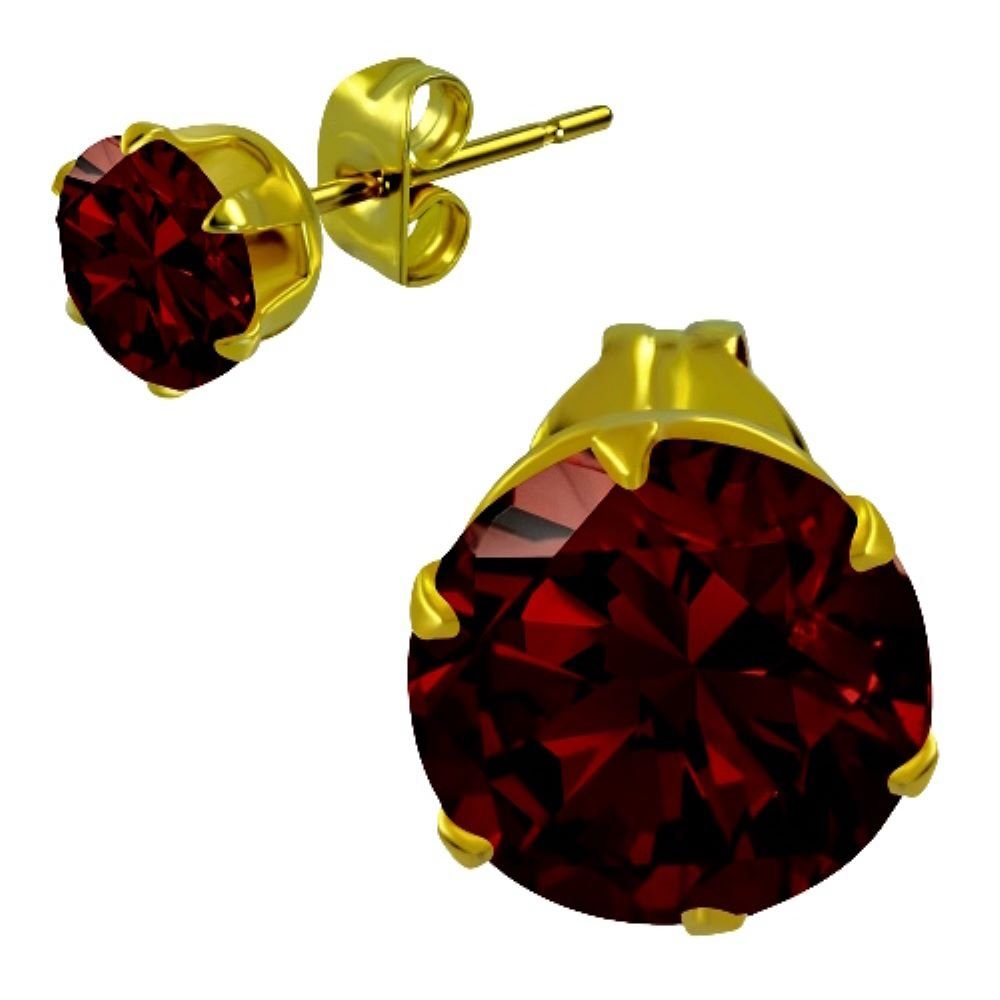 Ohrring-Set Ohrstecker dunkelroter Kristall Gold aus Edelstahl Unisex