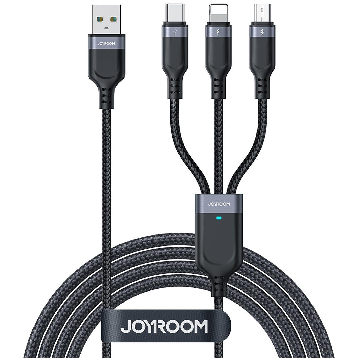 JOYROOM S-1T3018A18 Smartphone-Kabel, USB-C, micro-USB, Lightning, USB Typ A (30 cm), 3in1 USB Multi Handy Schnell Ladekabel micro USB Type C Kabel Typ C