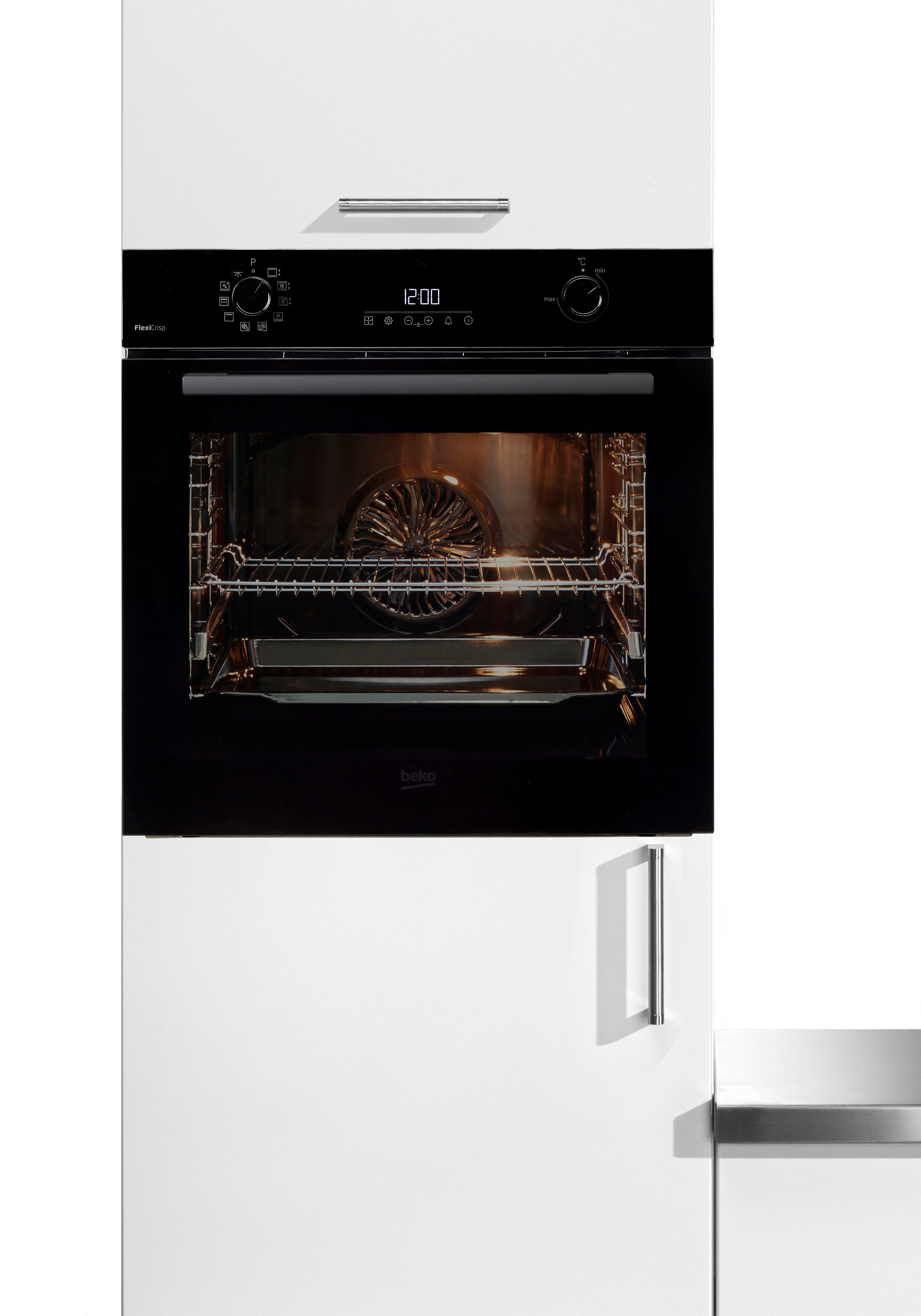 BEKO Einbaubackofen BCBIS17300BMPF, mit 1-fach-Teleskopauszug, SteamShine, Dampf für knusprige Kruste & fluffiges Inneres dank SteamAdd