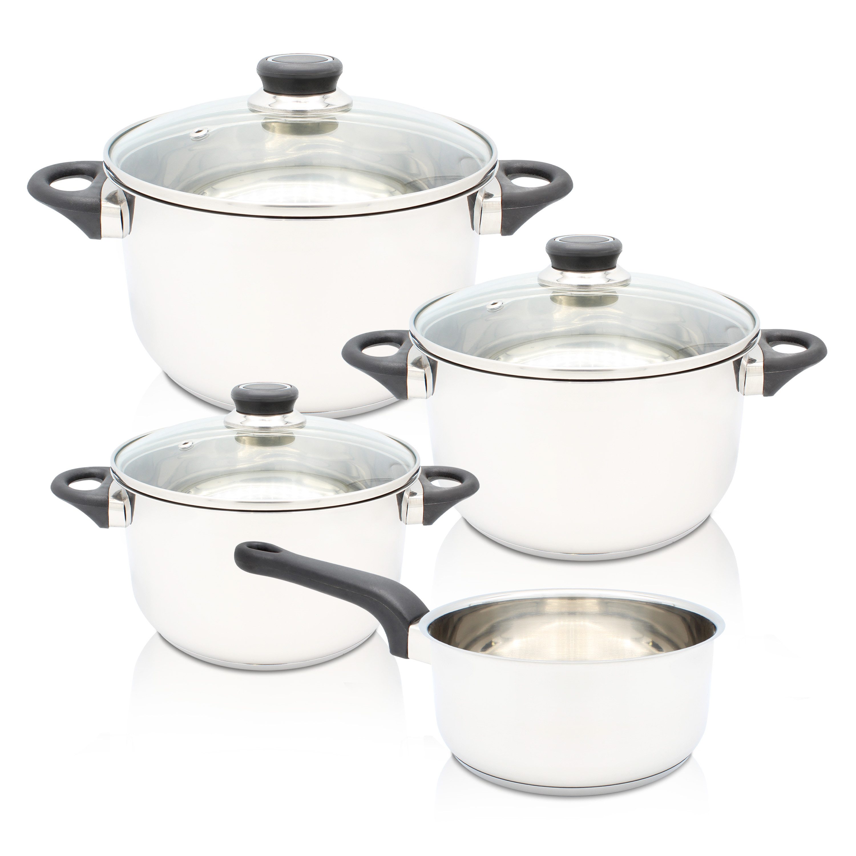 Krüger Topf-Set Denver, Edelstahl (Set, 7-tlg), für Induktions-Kochfelder geeignet