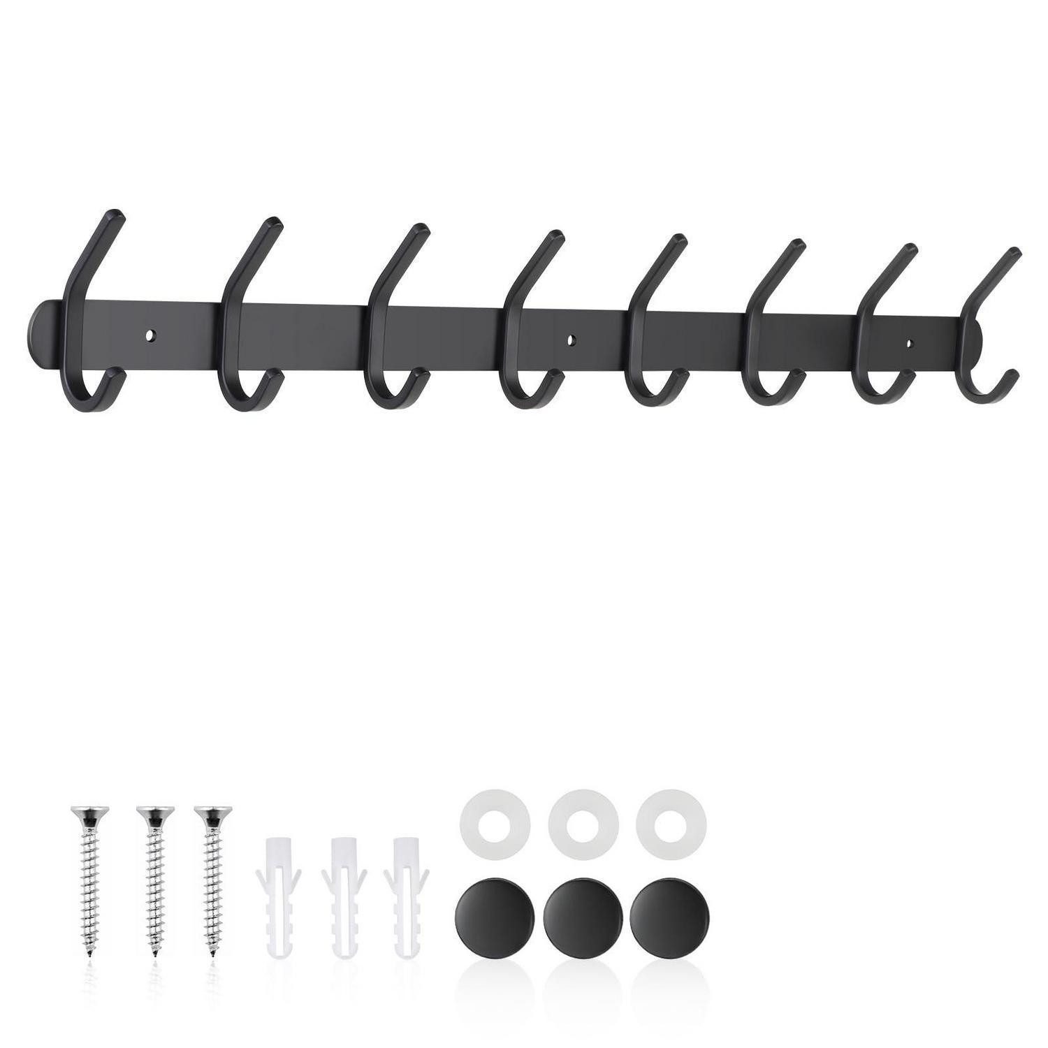 LuxusKollektion Wandhaken Garderobenhaken Edelstahl 8 Haken Schwarz, (1-St)