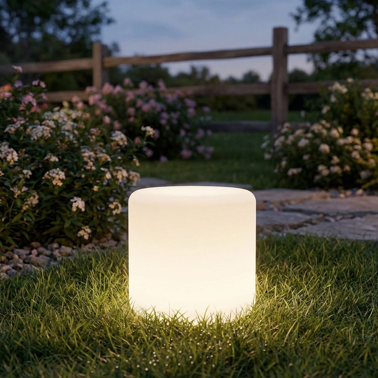 shop'n smile ideoon LED Außen-Tischleuchte LED Solar Tischlampe & Gartenleuchte Zylindrisch Akku-1200mAh IP44, LED, Farbwechsler, ca. 8 Std. Laufzeit, Solar-& USB-Ladung, 27 x 26,5 cm, wetterfest