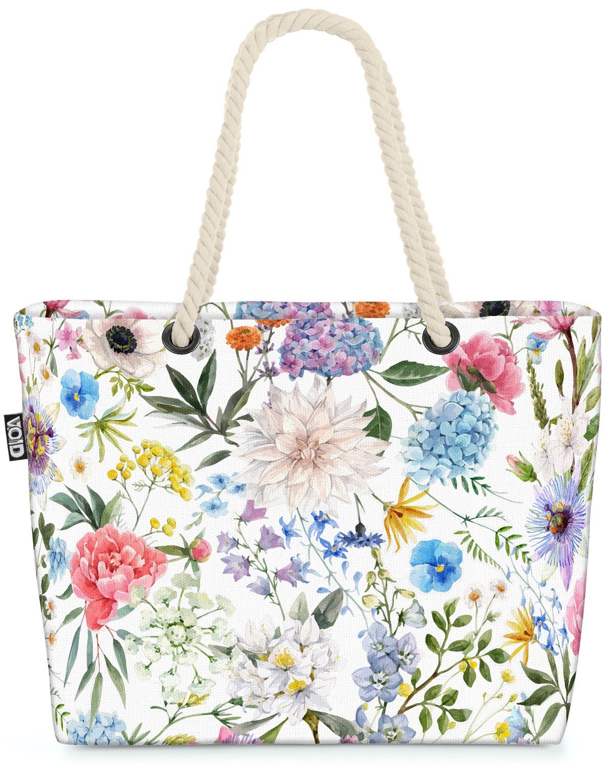 VOID Strandtasche (1-tlg), Blumen Blumenmuster Frühlingsblumen Tasche Einkaufstasche Ostern Beach Bag