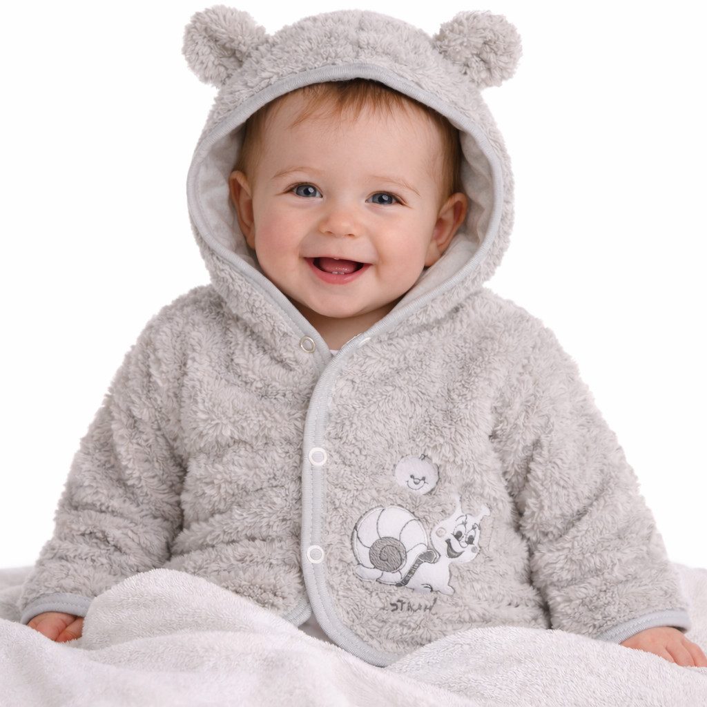Fleecejacke Babyjacke Baby Jacke in Grau mit Schnecke
