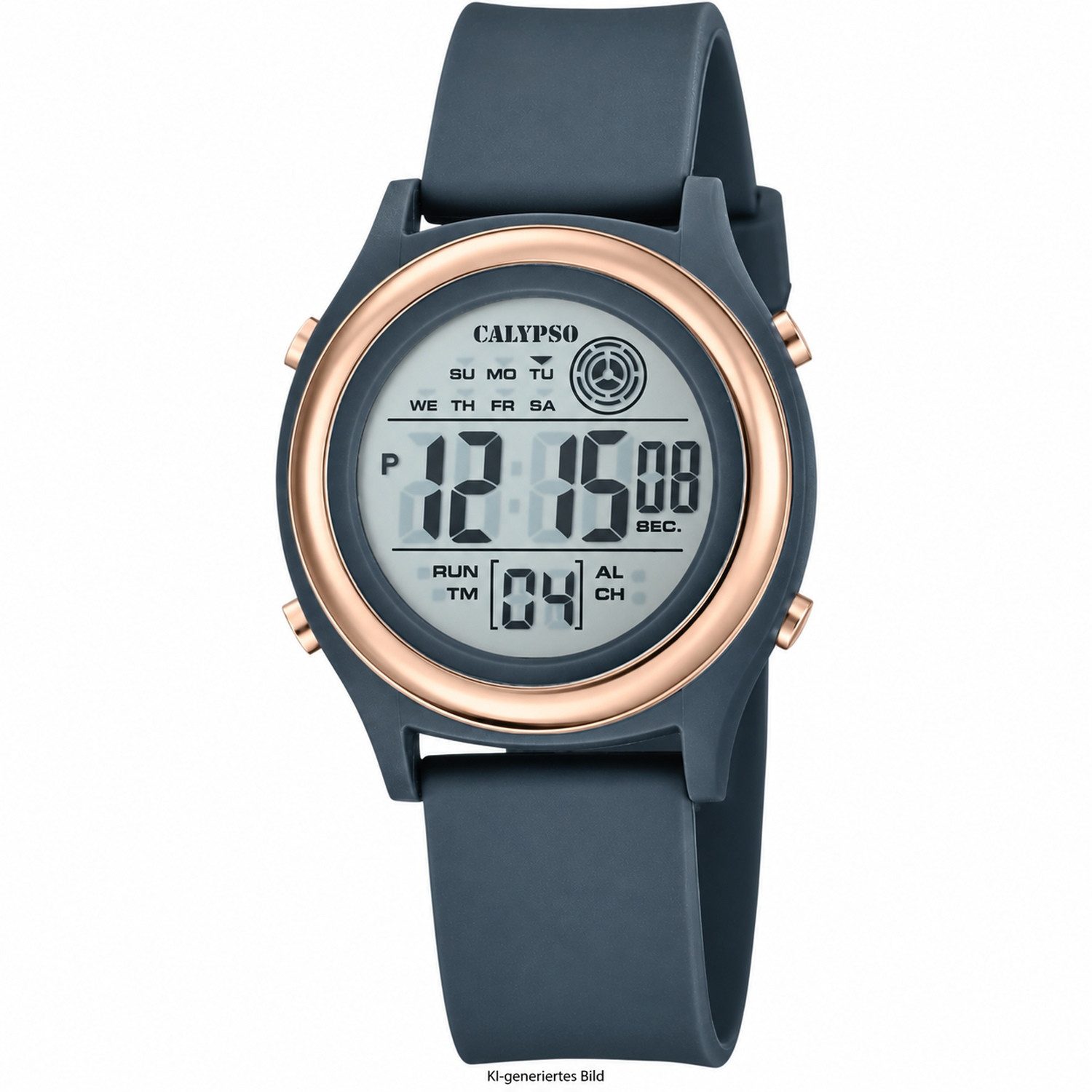Calypso Digitaluhr Digital Crush Damenuhr K6083-3 Blaugrau Rosé Kunststoffband 35,4 mm