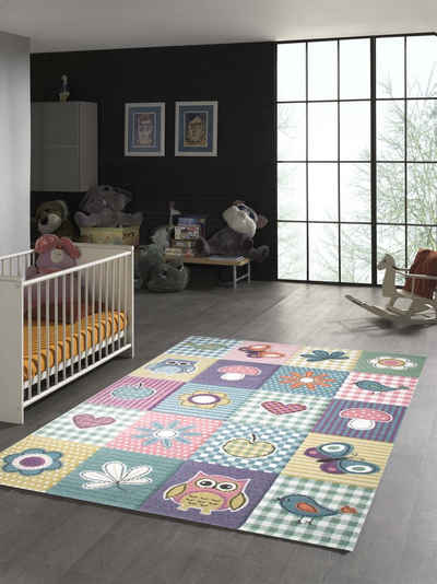 Kinderteppich Kinderteppich Karo Design Pastell Bunt, TeppichHome24, rechteckig