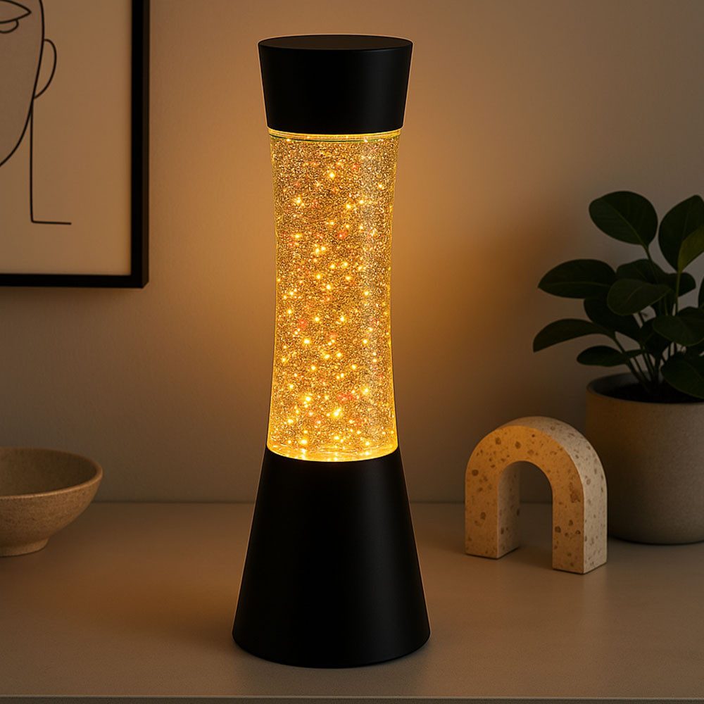 GLOBO LIGHTING LED Tischleuchte, LED-Leuchtmittel fest verbaut, LED Lavalampe Magmaleuchte Tischlampe Glitterleuchte Dekolampe 39,3 cm
