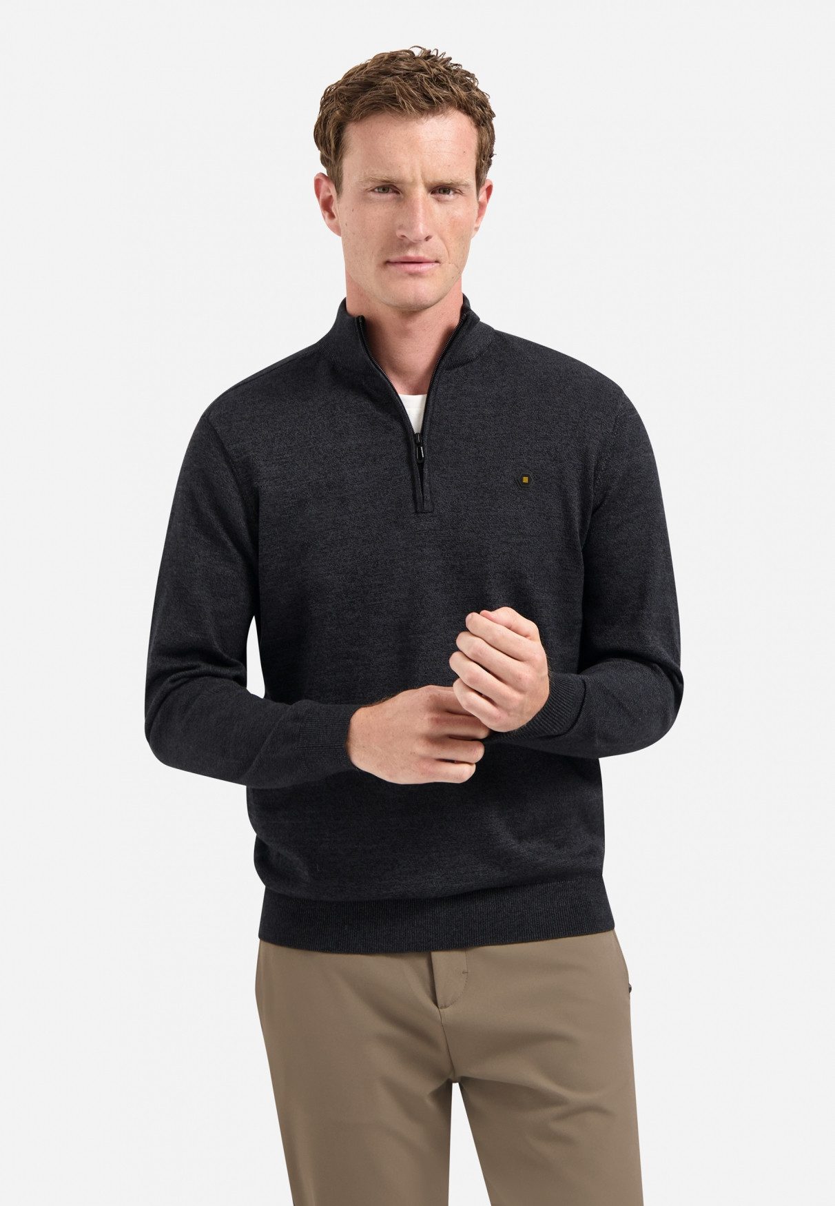 NO EXCESS Troyer - Strickpullover - Pullover - Pullover Half Zip 2 Coloured Melange
