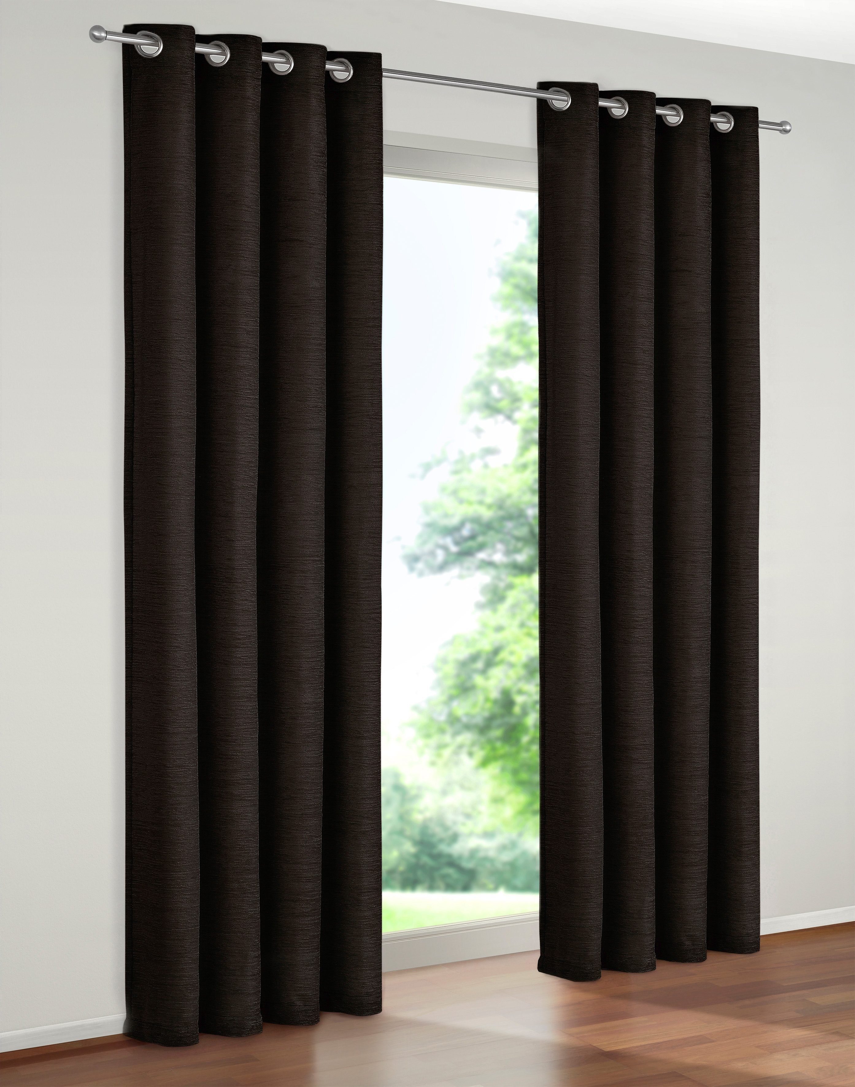 Vorhang Trondheim 328 g/m², Wirth, Ösen (1 St), blickdicht, Chenille schwarz