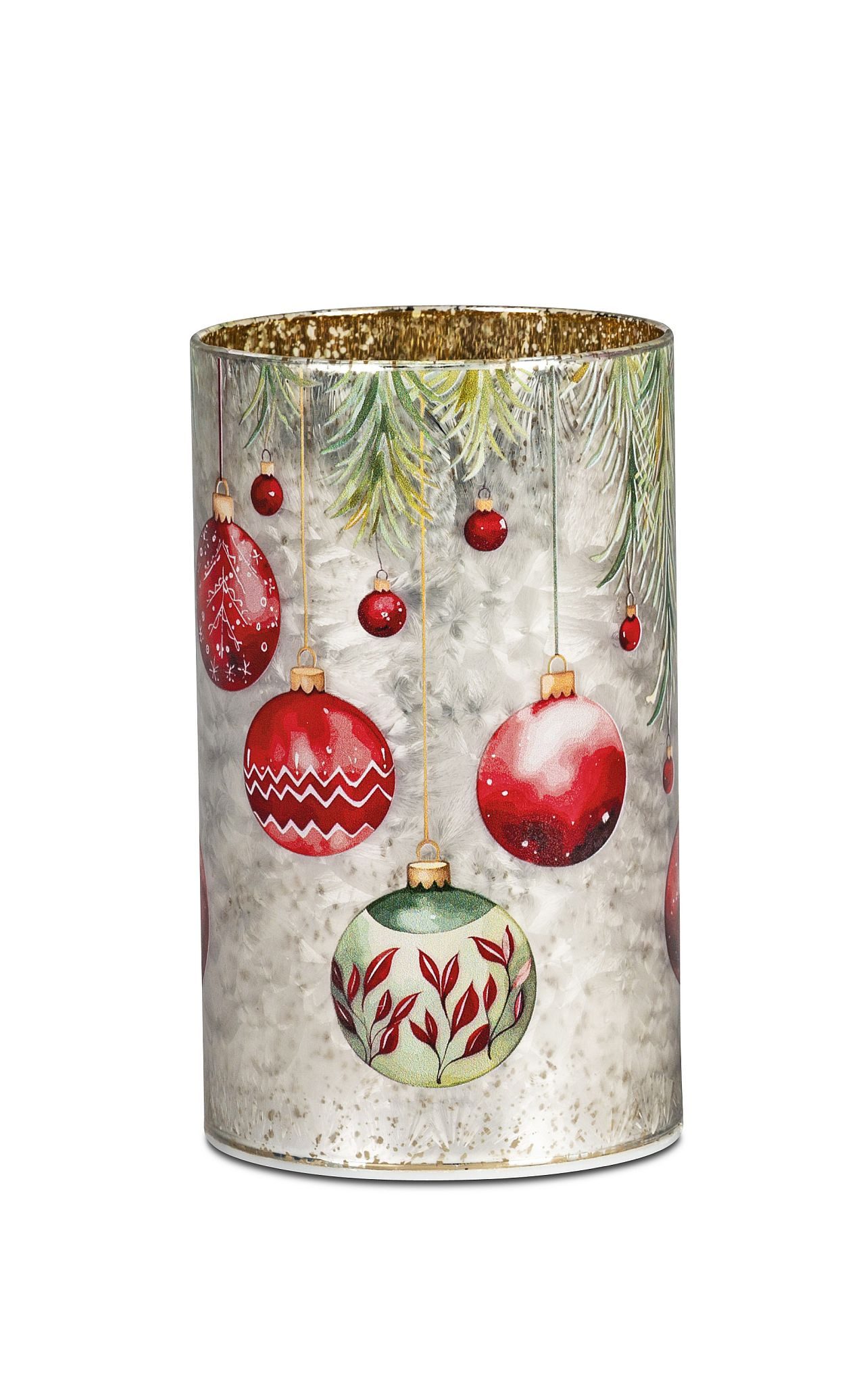 formano LED Dekolicht aus Glas silber / rot mit Motiv Weihnachtskugeln, LED günstig online kaufen