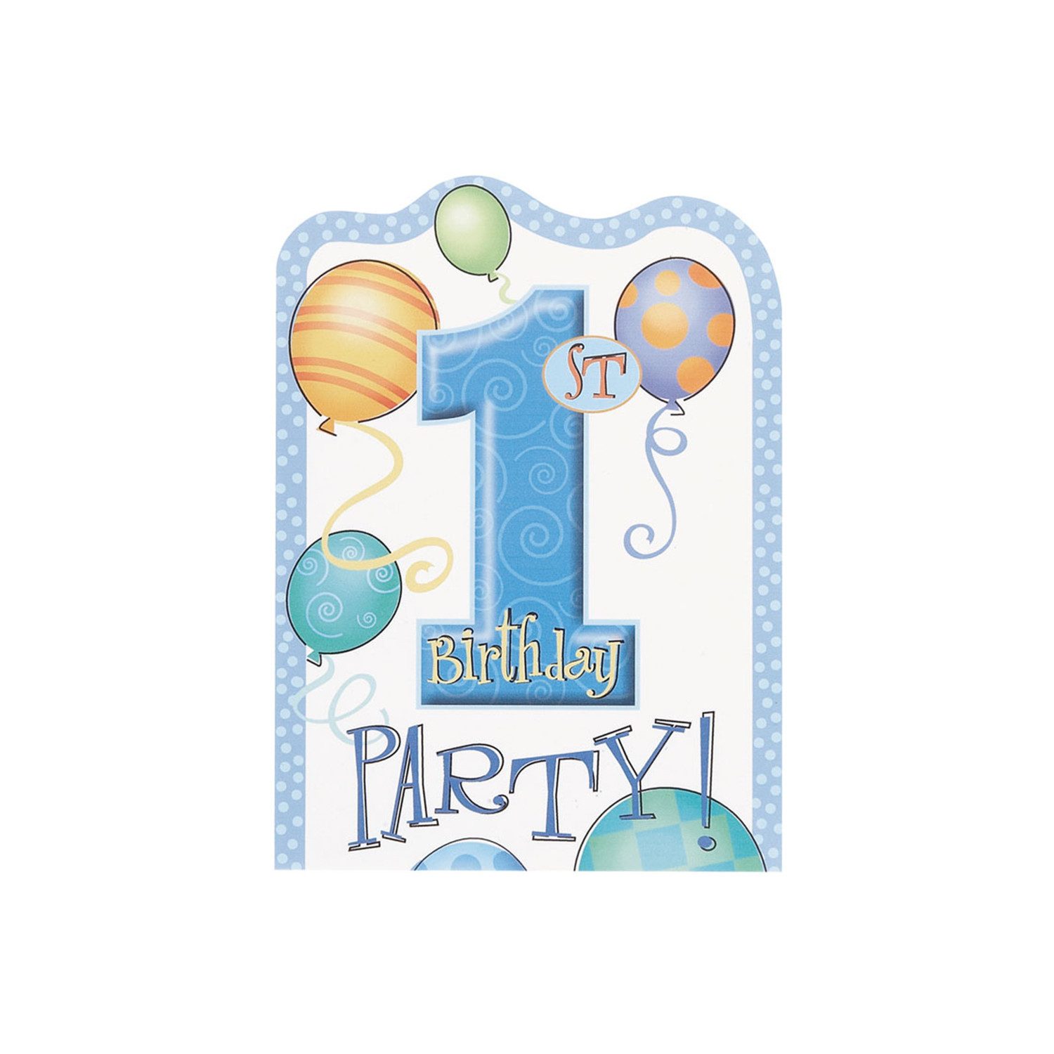 Unique Industries Inc. Einladungskarten Einladung 1. Geburtstag blau