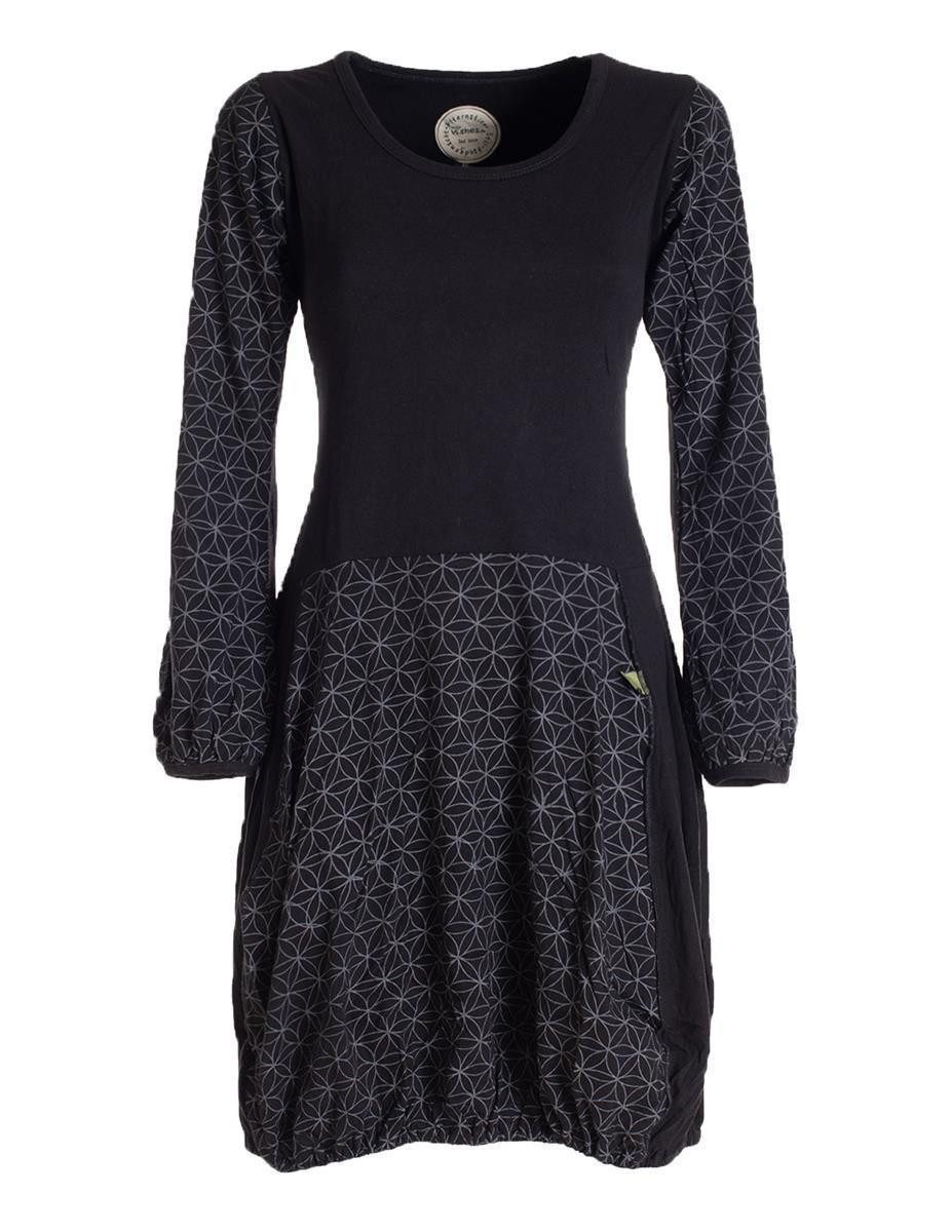Ballonkleid Langarm Damen-Keid Ballon-Kleid Shirt-Kleid kurz loose fit