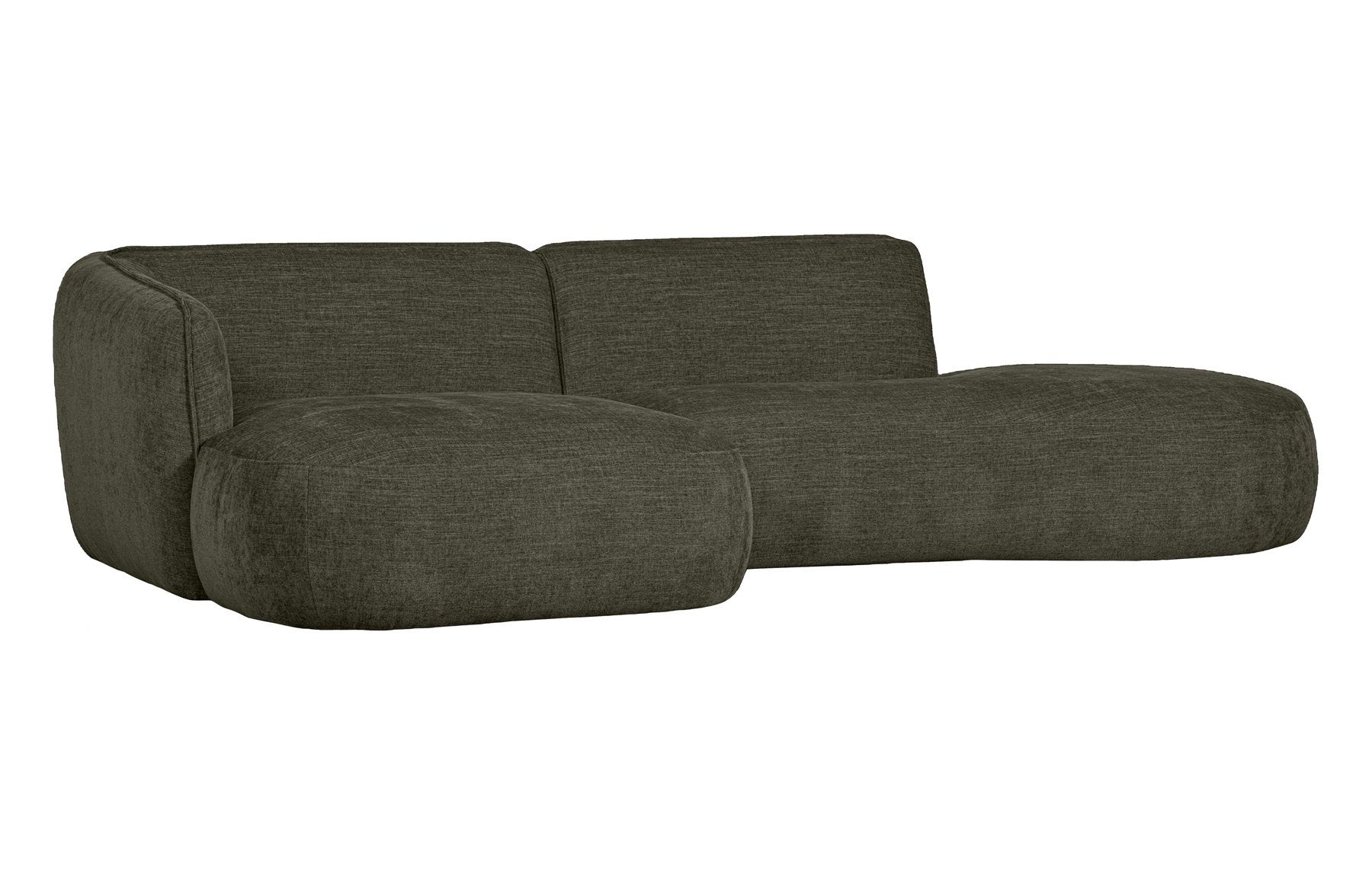 Sofa Grün, links - freistellbar Ecksofa Polly WOOOD Lounge Stoff