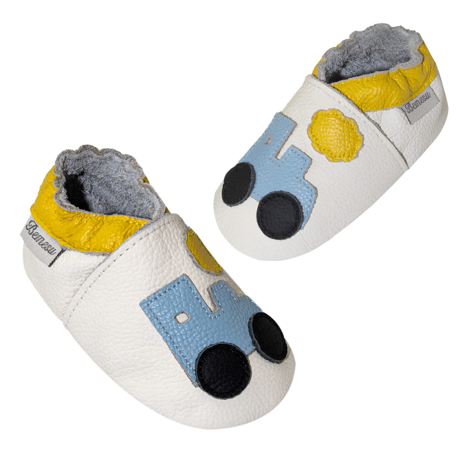 Bemesu Baby Leder barfußgefühl flexible Passform Krabbelschuh