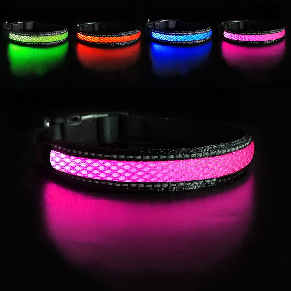 Hunde-Halsband LED Hundehalsband Blinklicht wasserdicht wiederaufladbar USB