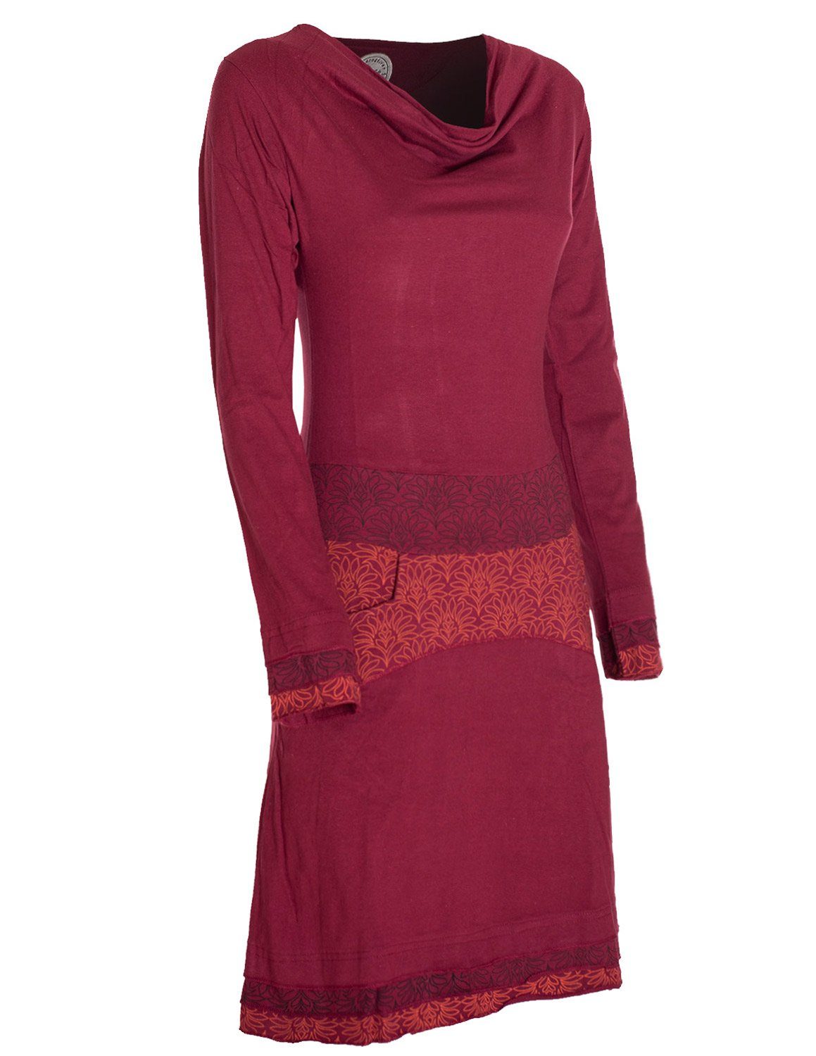 Vishes Jerseykleid Kleid Wasserfallkragen Bund bedruckt Taschen Boho, Ethno günstig online kaufen