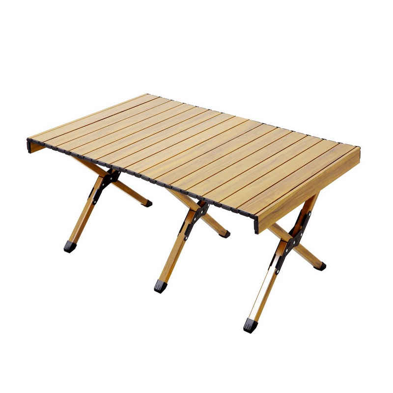 JAWINIO Campingtisch, Tischplatte abnehmbar, Holzoptik, Aluminium, inkl. Tragetasche