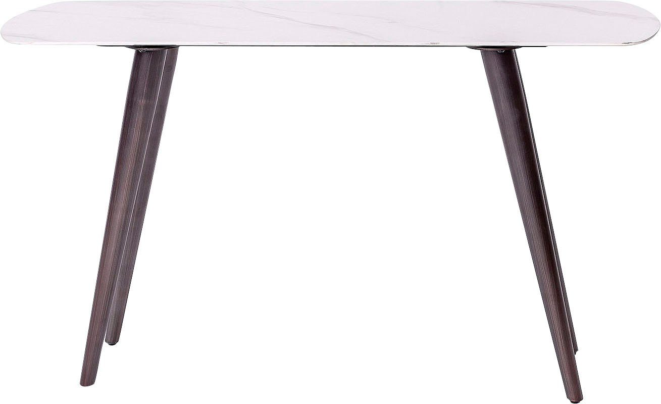 Leonique Konsolentisch Fremont, Keramik-Konsolentisch, Marmoroptik, Metallbeine schwarz, 130x40x76