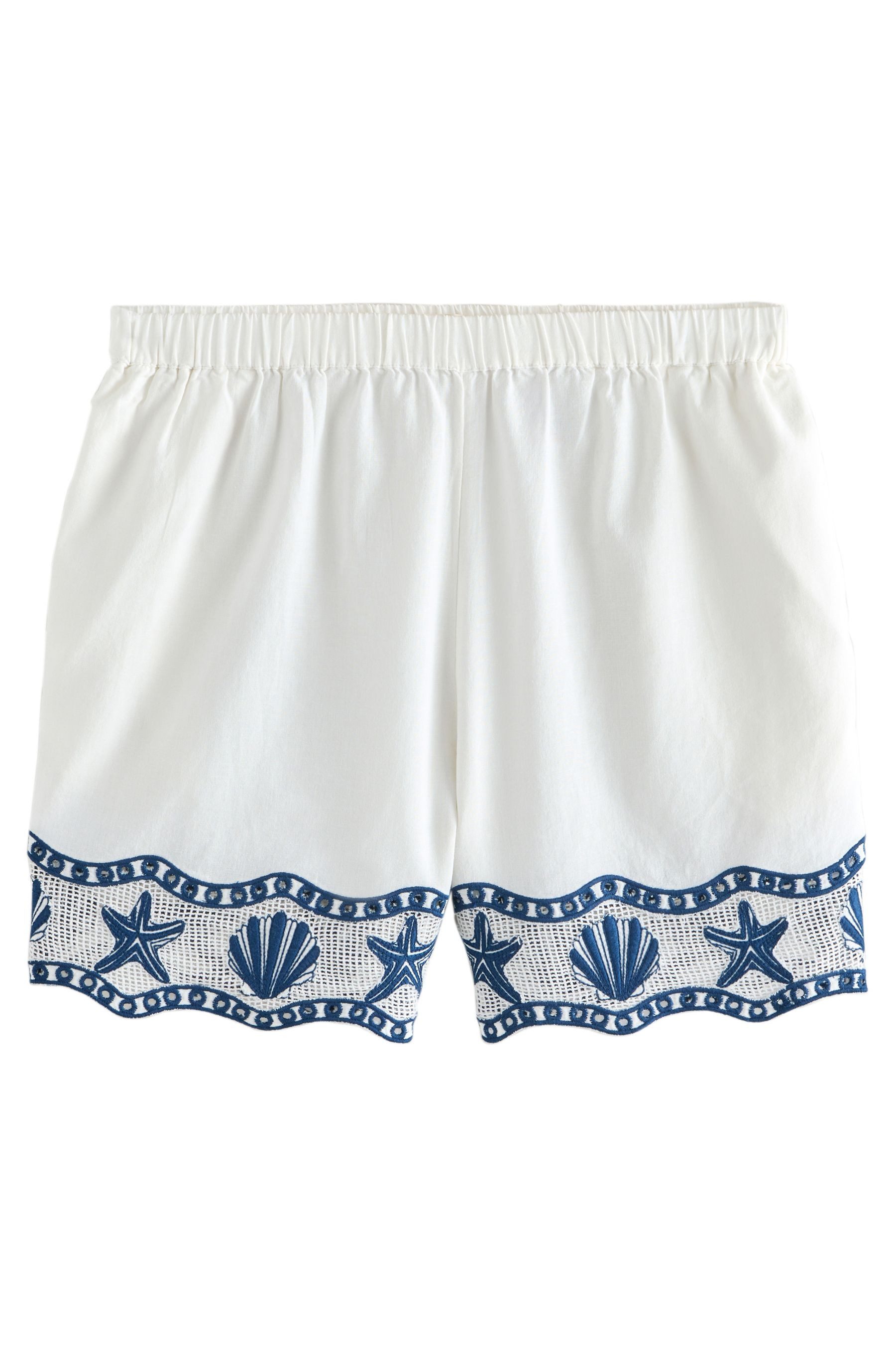 Shorts Shorts mit Stickerei und Leinenanteil