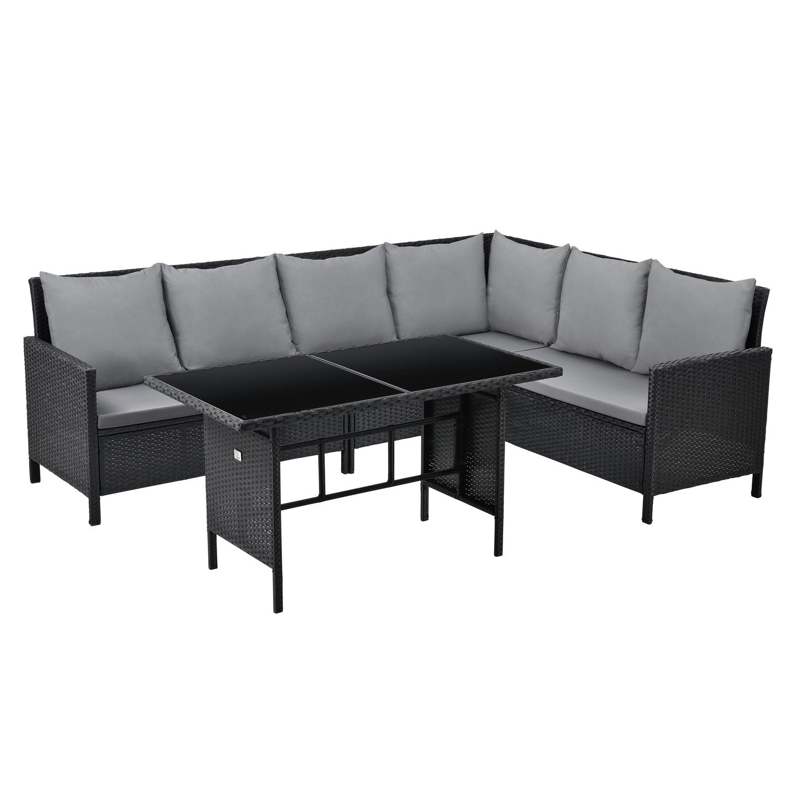 SVITA Gartenlounge-Set MADISON, (Set, 2-tlg., Lounge mit Tisch), Gartenmöbelset, Sitzlounge, inkl. Kissen, Schwarz