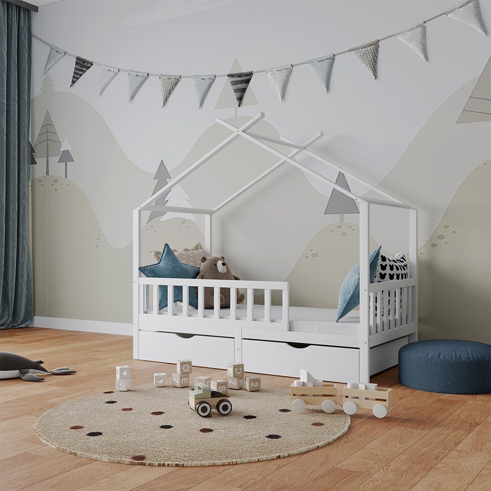 VitaliSpa® Hausbett Franka, Weiß, 80x160 cm mit 2 Schubladen und Matratze, günstig online kaufen