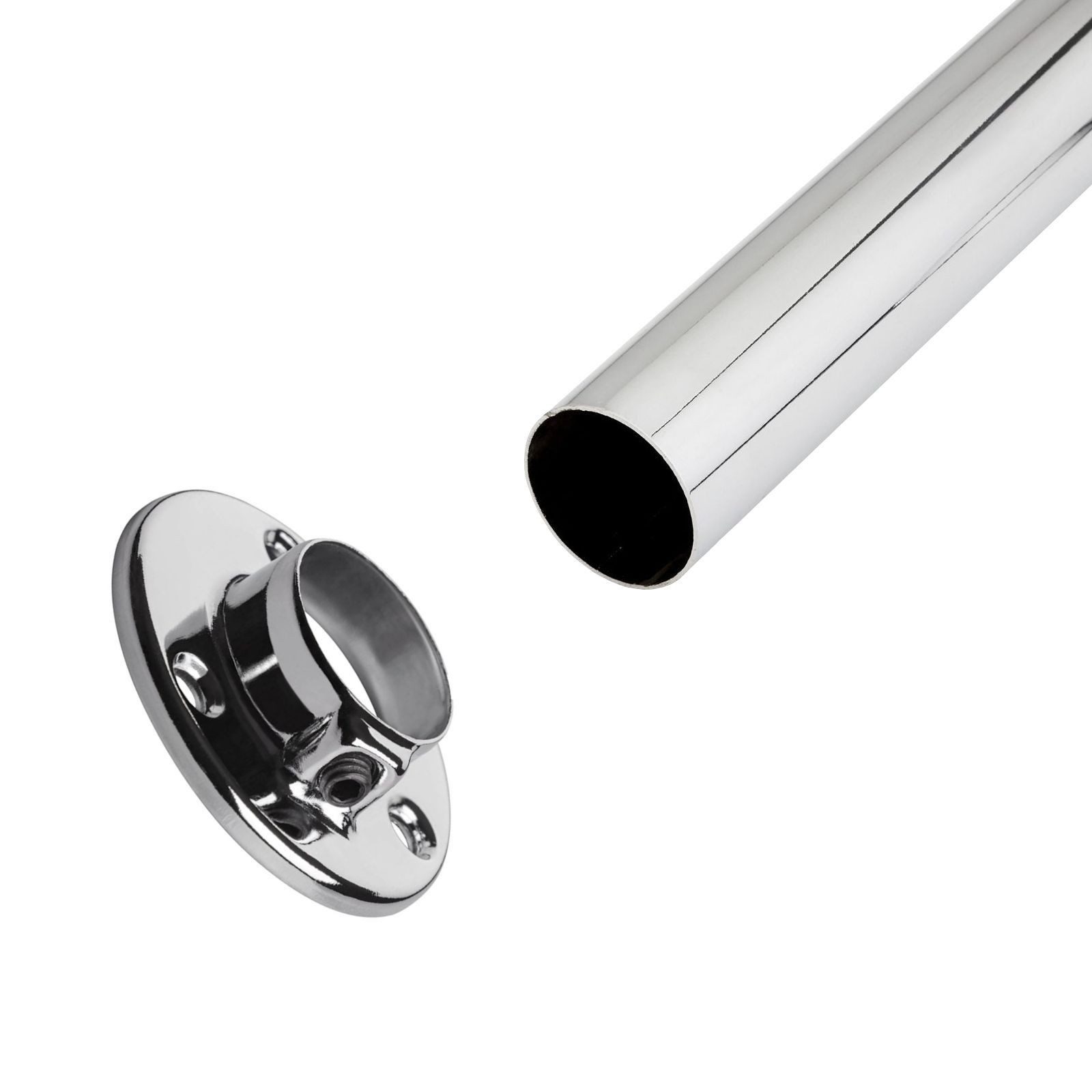 SO-TECH® Garderobenstange Schrankstangenlager für runde Schrankrohre Ø 25 mm verchromt, (2 St), Stangenhalter CIRCLE