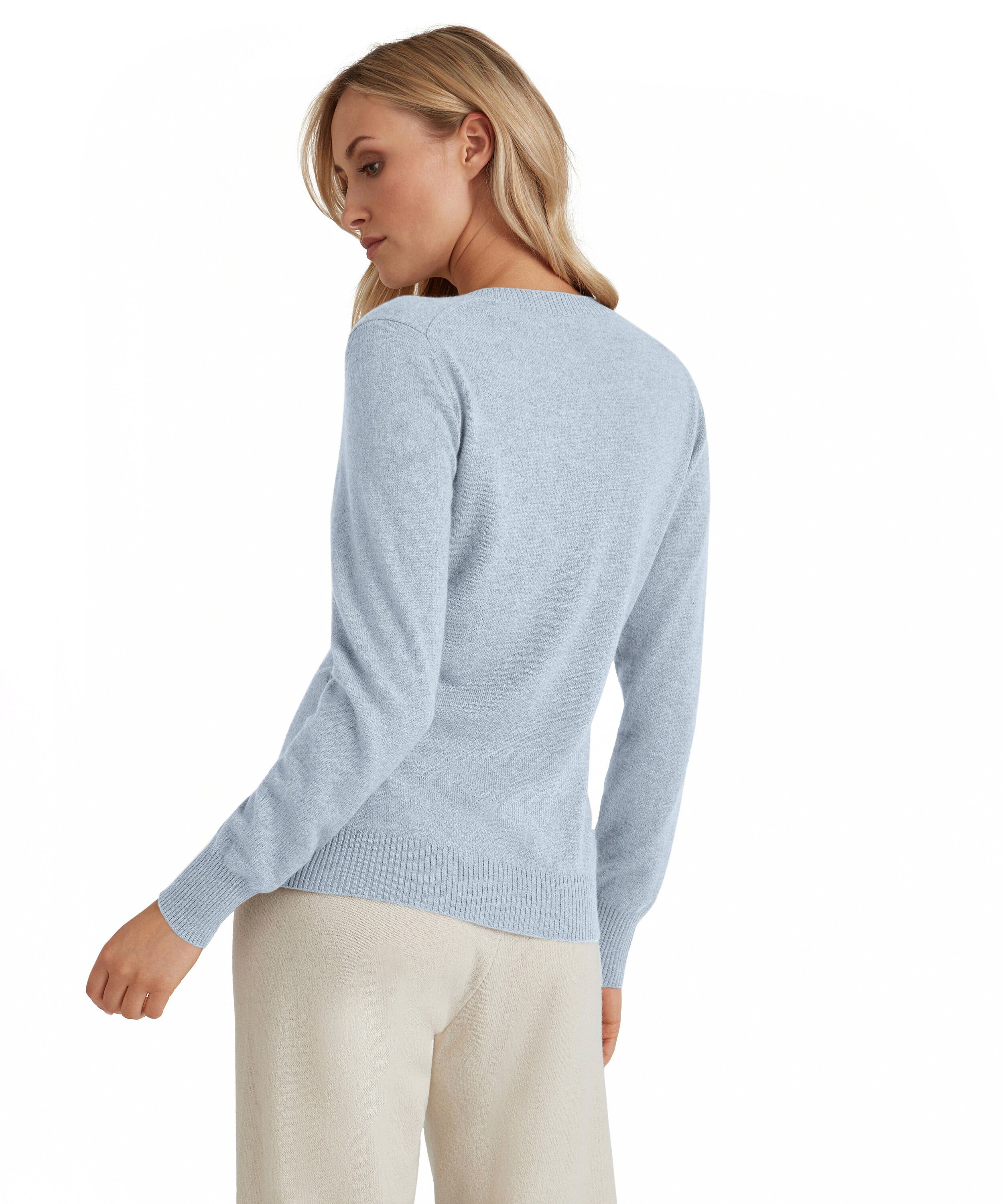 reinem FALKE Strickpullover light blue Kaschmir (1-tlg) aus (6594)