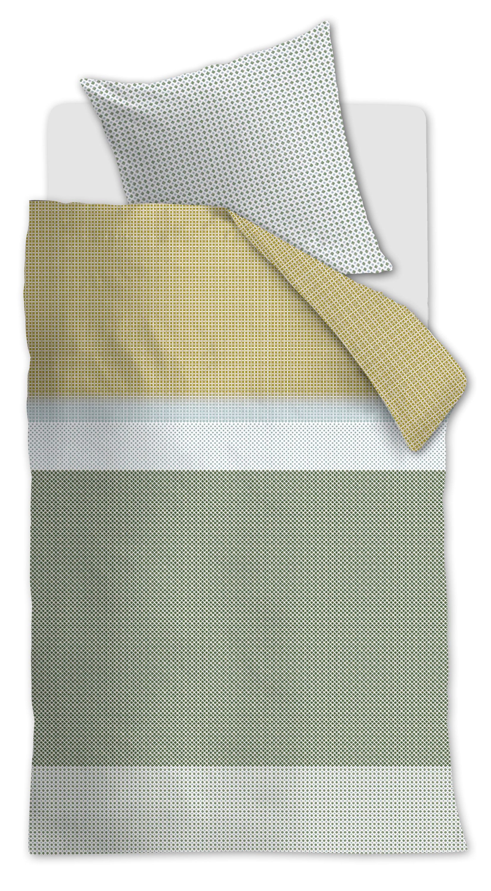 Beddinghouse Bettwäsche Satin, Baumwolle, grün gemusterte Bettwäsche mit feinen Linien und verschiedenen Farben