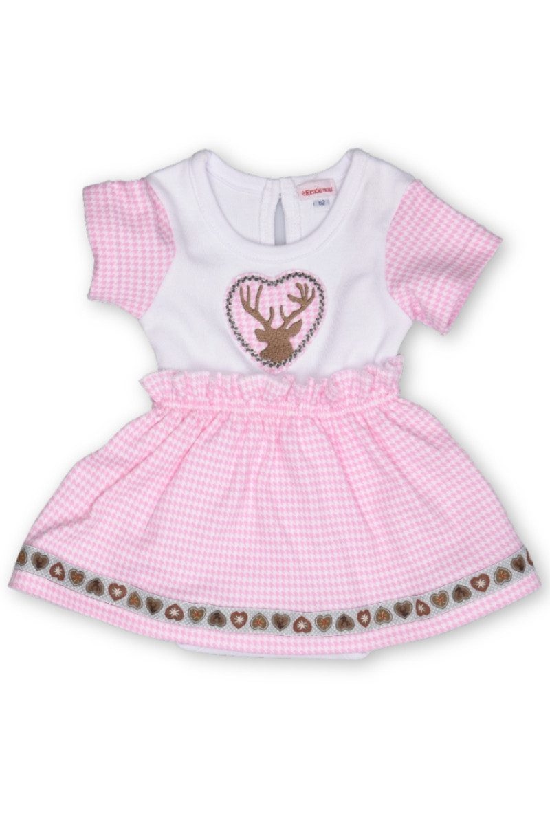P.Eisenherz Trachtenkleid Baby Body - HIRSCH MADL - weiß/rosa