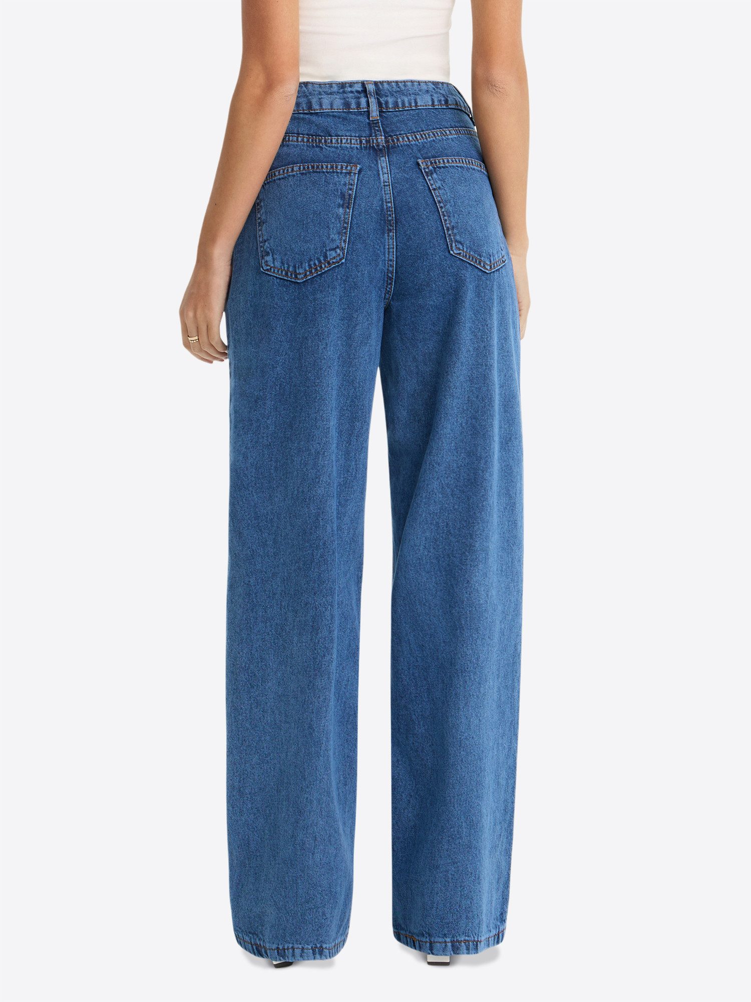 Imily Bela Loose-fit-Jeans Damen Weit geschnittene Jeans mit geradem Bein (Packung, 1-tlg., 1per-Pack) aus Baumwolle
