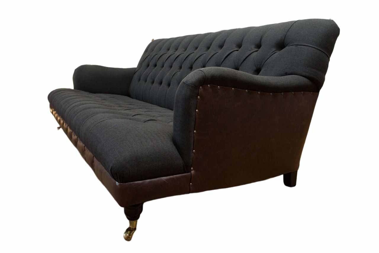 Sofa, JVmoebel Chesterfield Polster Dreisitzer in Luxus Made Europe Schwarzer Sofa Couch
