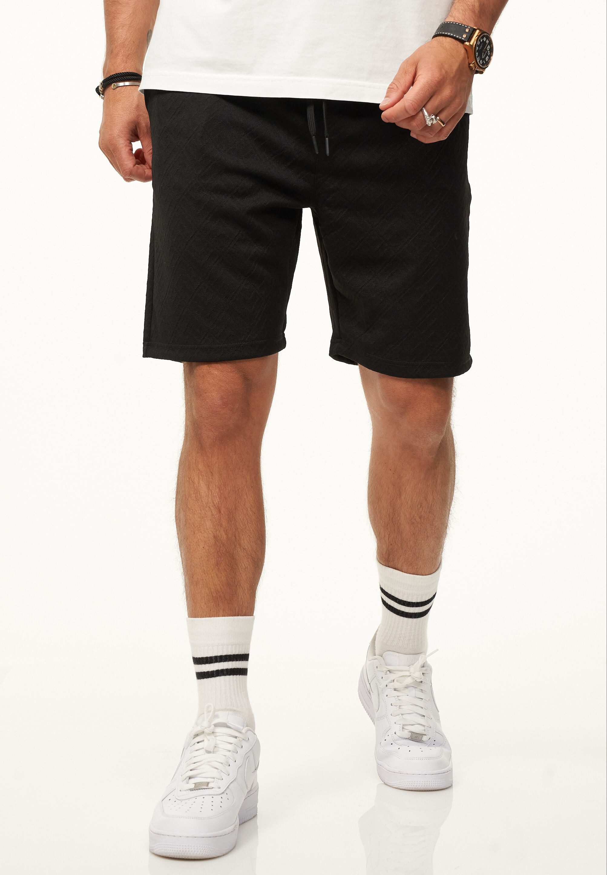 Shorts für Herren mit elastischem Bund & Kordelzug im Strukturmuster