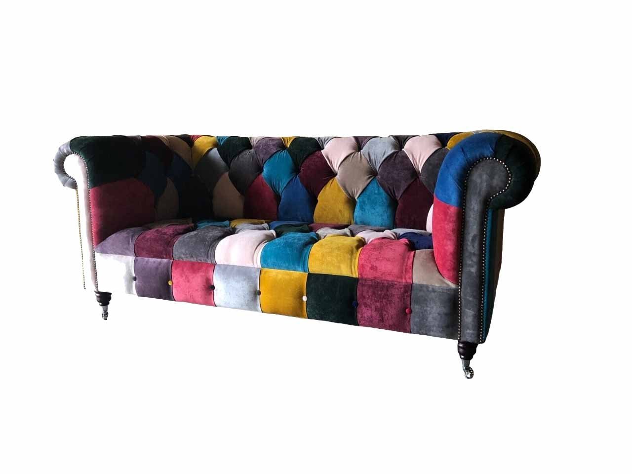 Sofa Chesterfield-Sofa Made Neu, Europe Chesterfield Wohnzimmer Designer in 3-Sitzer Bunter Couch JVmoebel