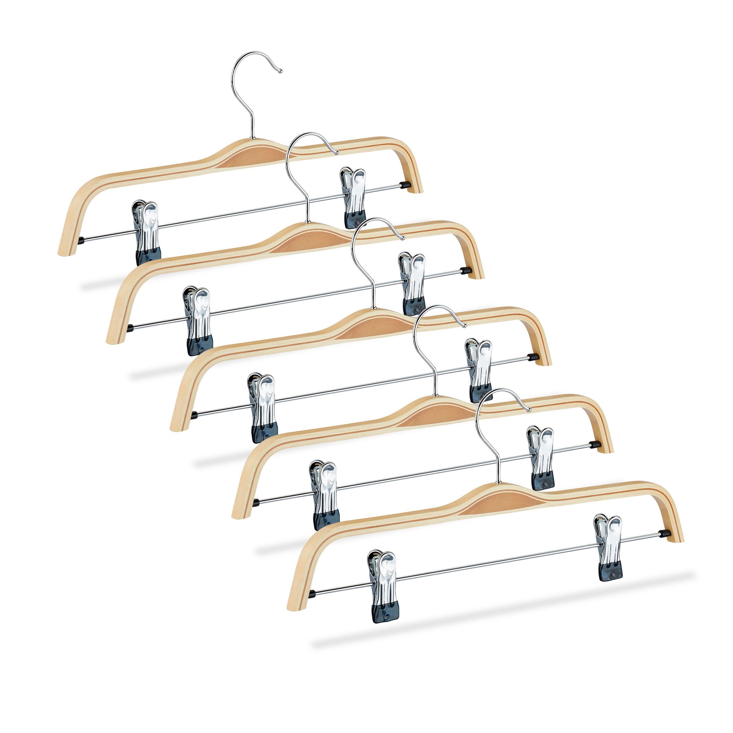relaxdays Kleiderbügel Hosenbügel Holz 5er Set, günstig online kaufen