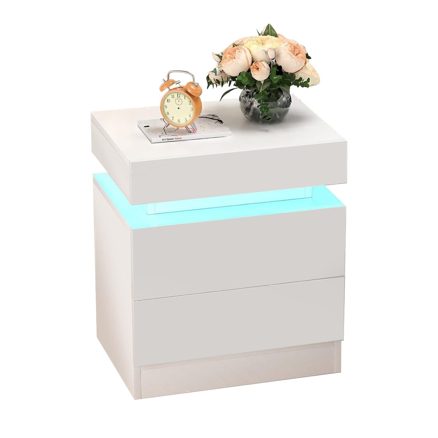 oyajia Nachttisch Hochglanz Nachtschrank mit RGB günstig online kaufen