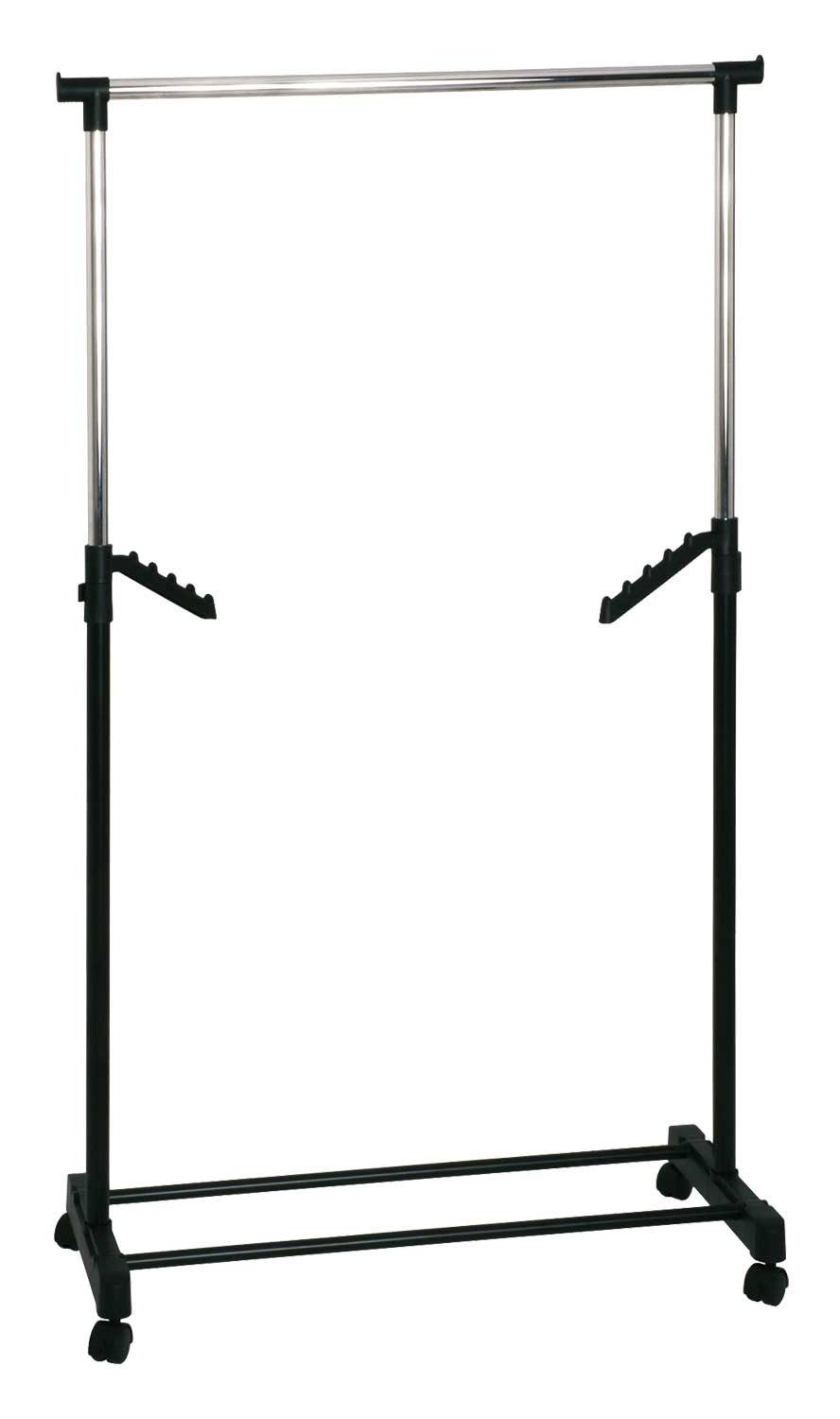 HAKU Kleiderständer Rollgarderobe, B 81 x H 100 cm, Schwarz, Kunststoff, Metall, höhenverstellbar bis 177 cm