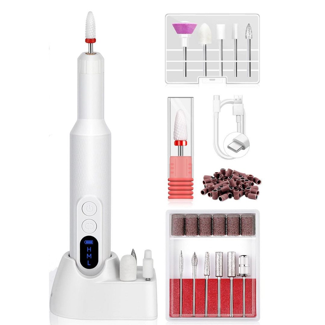 inschimmer Maniküre-Pediküre-Set Elektrisch Nagelfeile 12 IN 1 Nagelfräser Kabellos für Acryl-Gel-Nägel