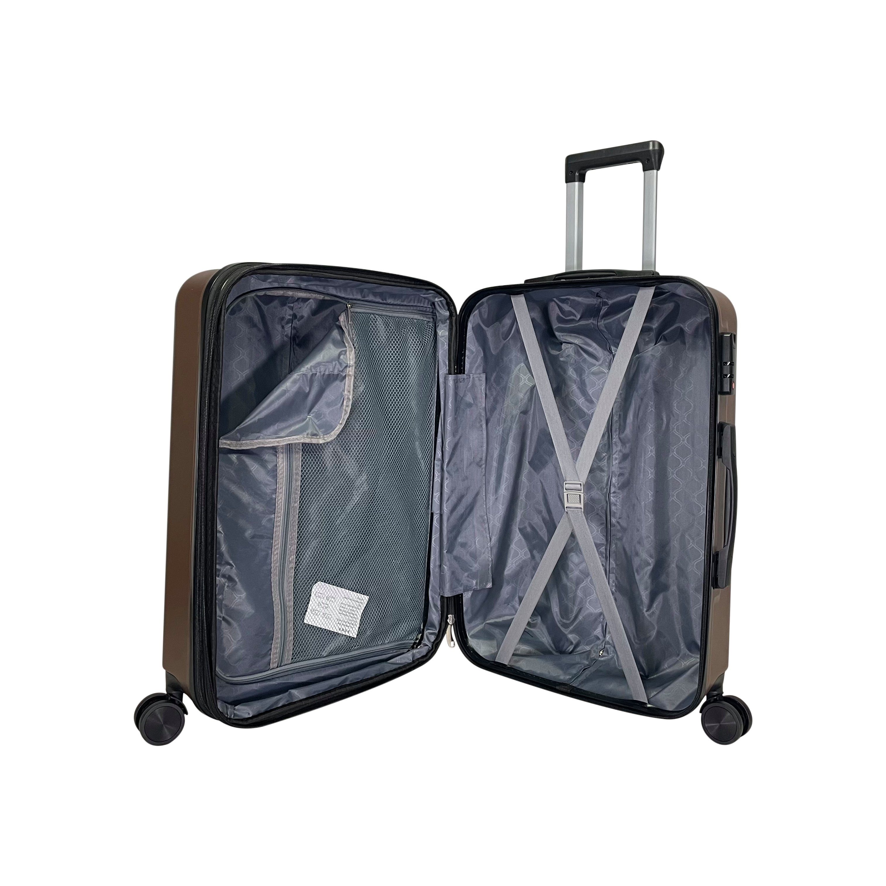 MTB Koffer (Handgepäck-Mittel-Groß-Set) Kaffee ABS Reisekoffer Hartschalen erweiterbar