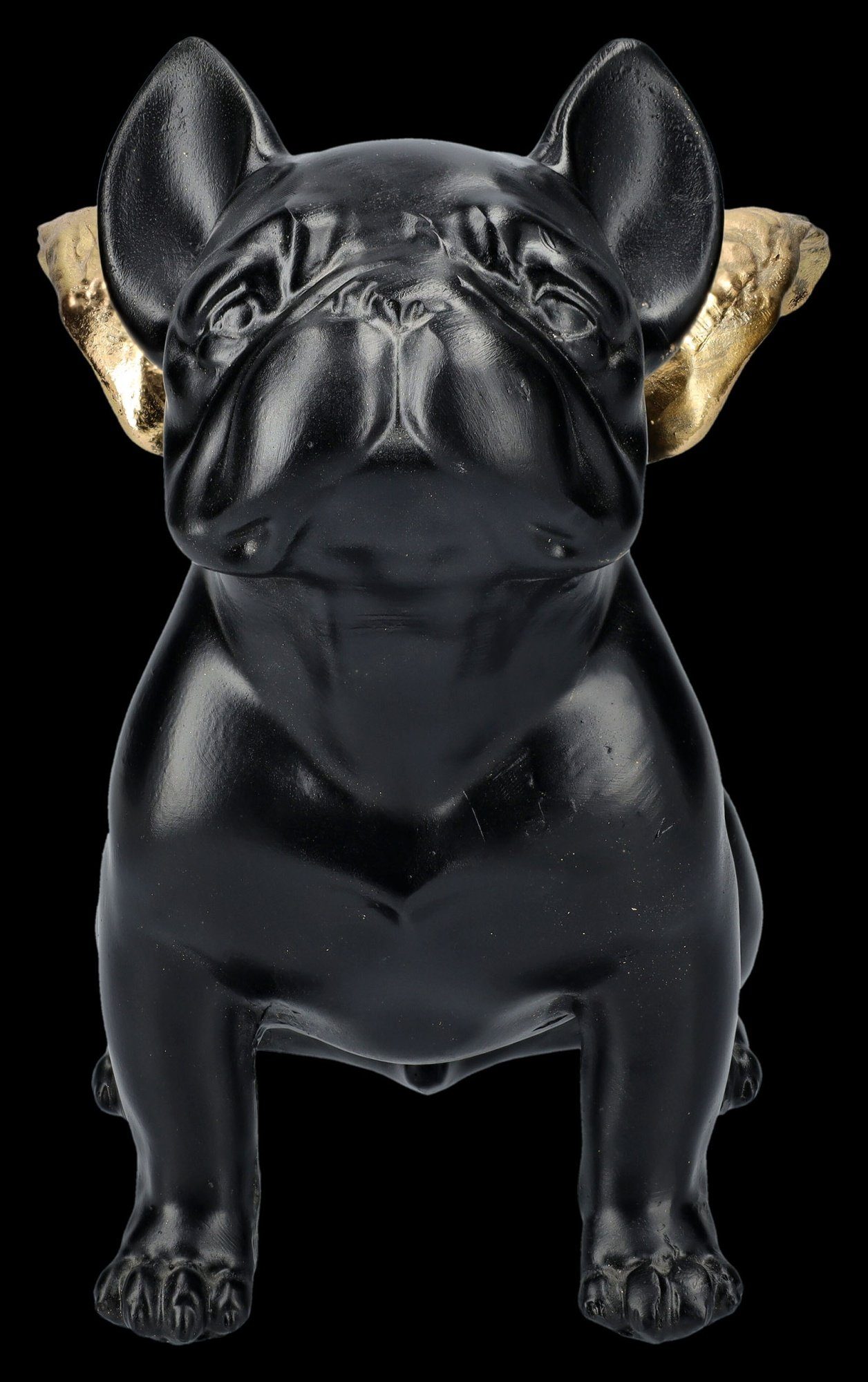 Figuren Shop GmbH Figur goldenen Bulldoggen mit Tierfigur Flügeln schwarz