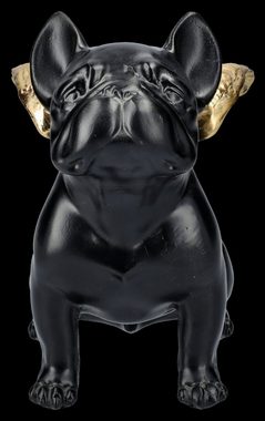 Figuren Shop GmbH Tierfigur Bulldoggen Figur schwarz mit goldenen Flügeln