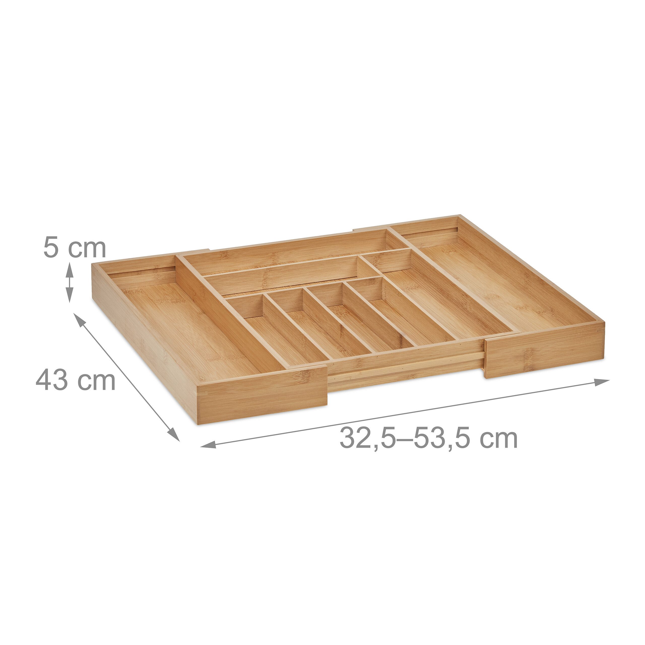 relaxdays Besteckkasten Ausziehbarer Besteckkasten aus Bambus, 43 cm günstig online kaufen