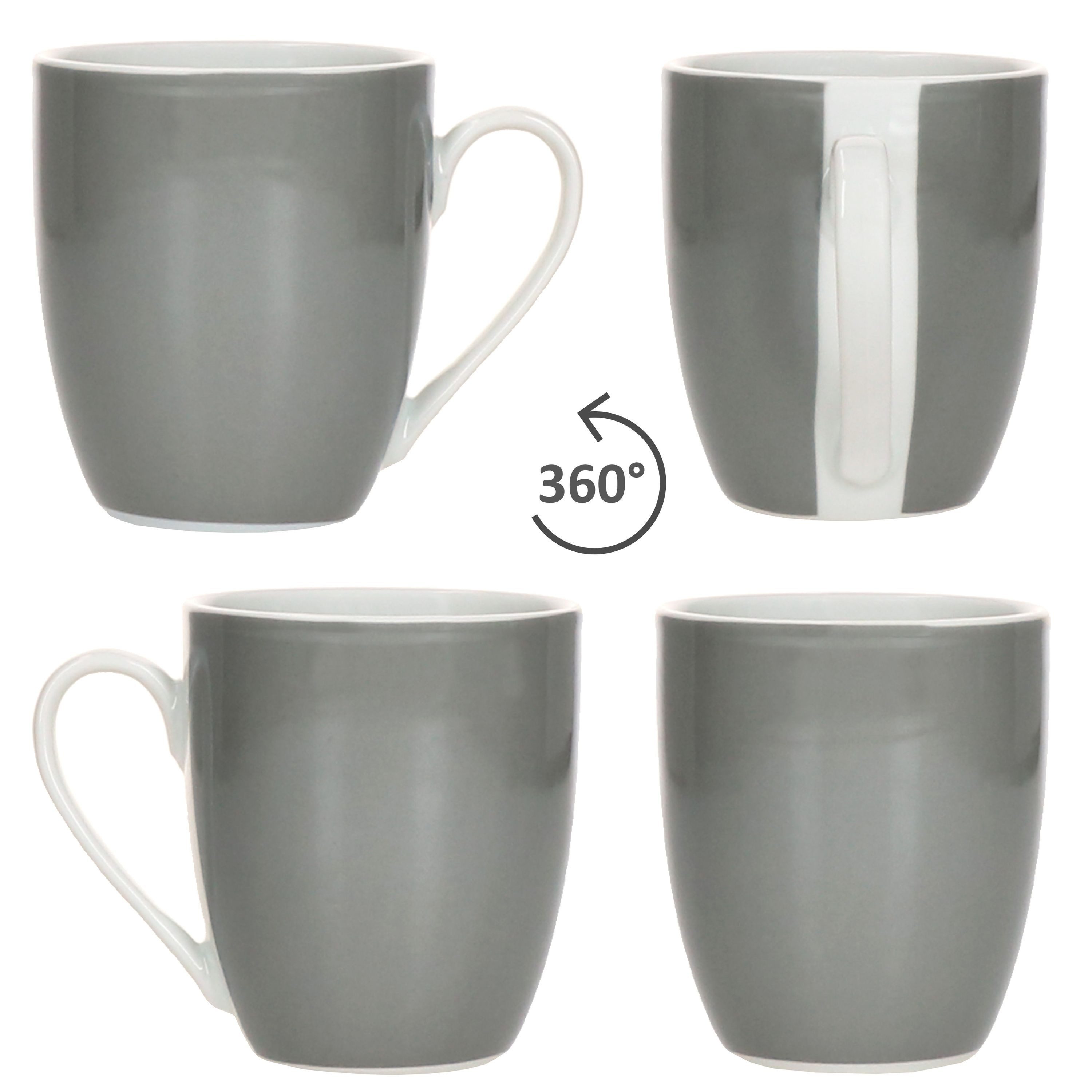MamboCat Frühstücks-Geschirrset 12tlg Frühstücksset Variant Grau Porzellan 6 Personen Teller klein, Porzellan – Bild 5 von 5