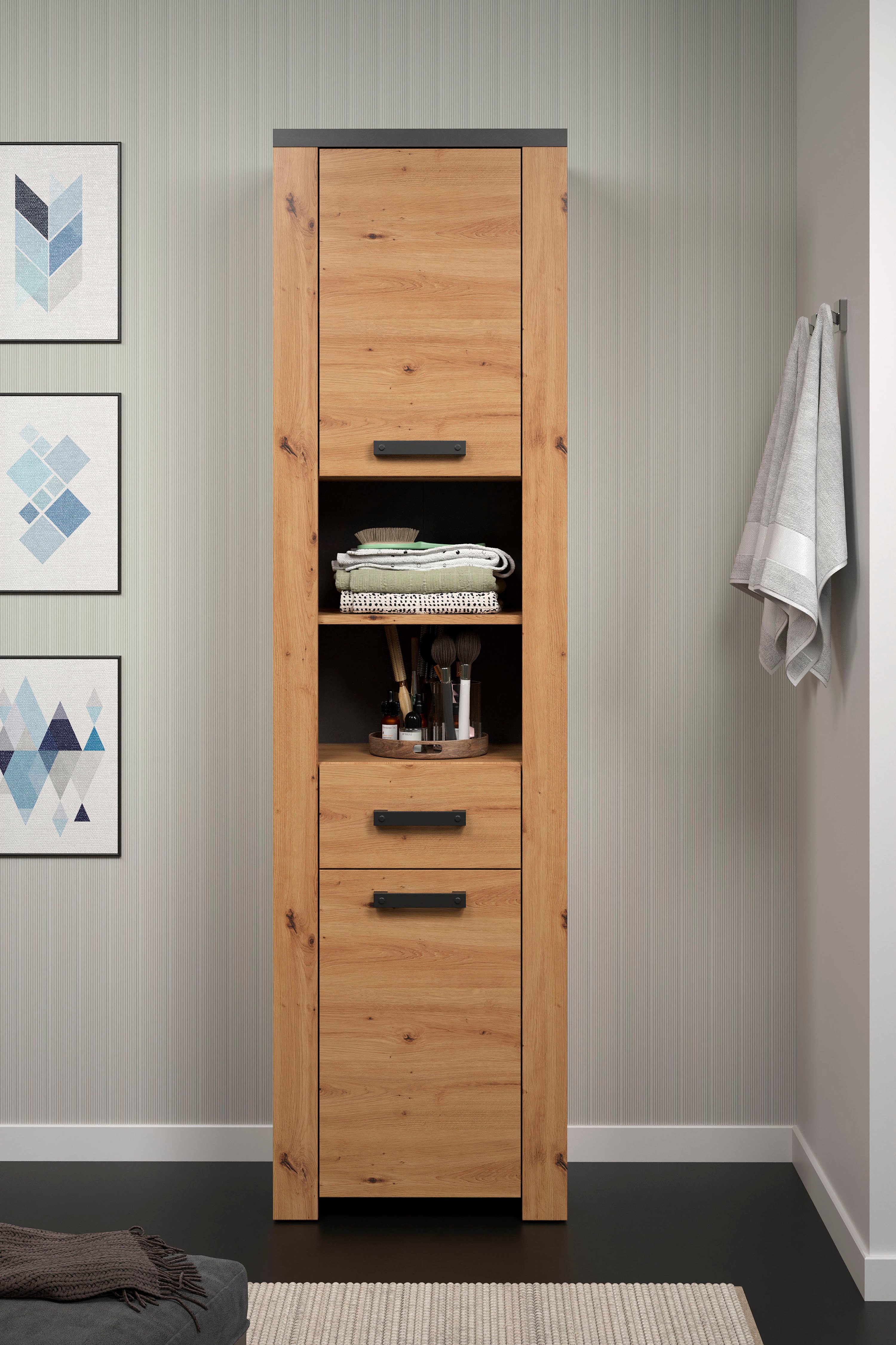welltime Hochschrank Ambres (1-St) Hochschrank mit Soft-Close Funktion - (B/T/H) 53/35/196 cm