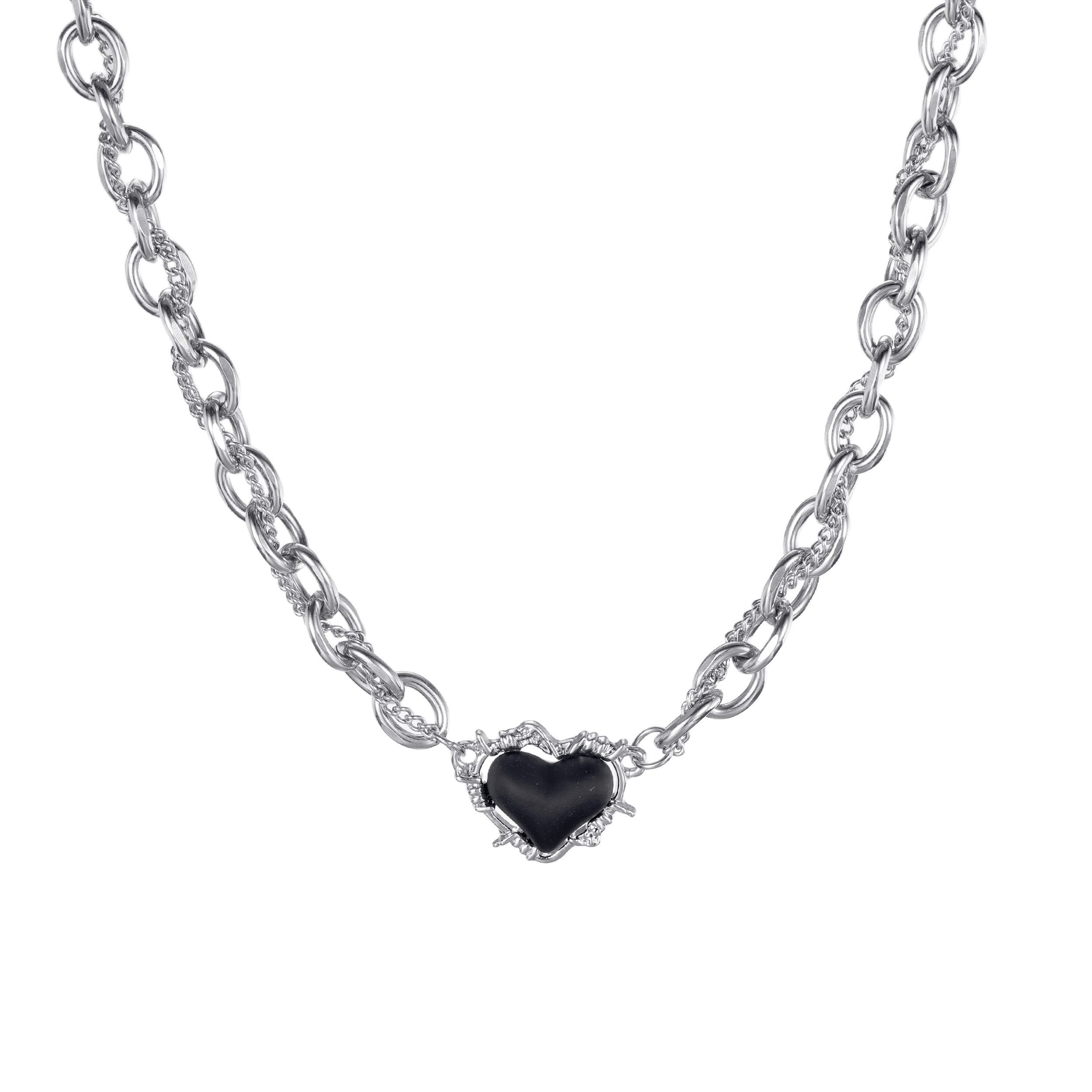 Firetti Kette mit Anhänger Schmuck Geschenk Edelstahl Halsschmuck Halskette Ankerkette Herz, mit Harzstein (synth)