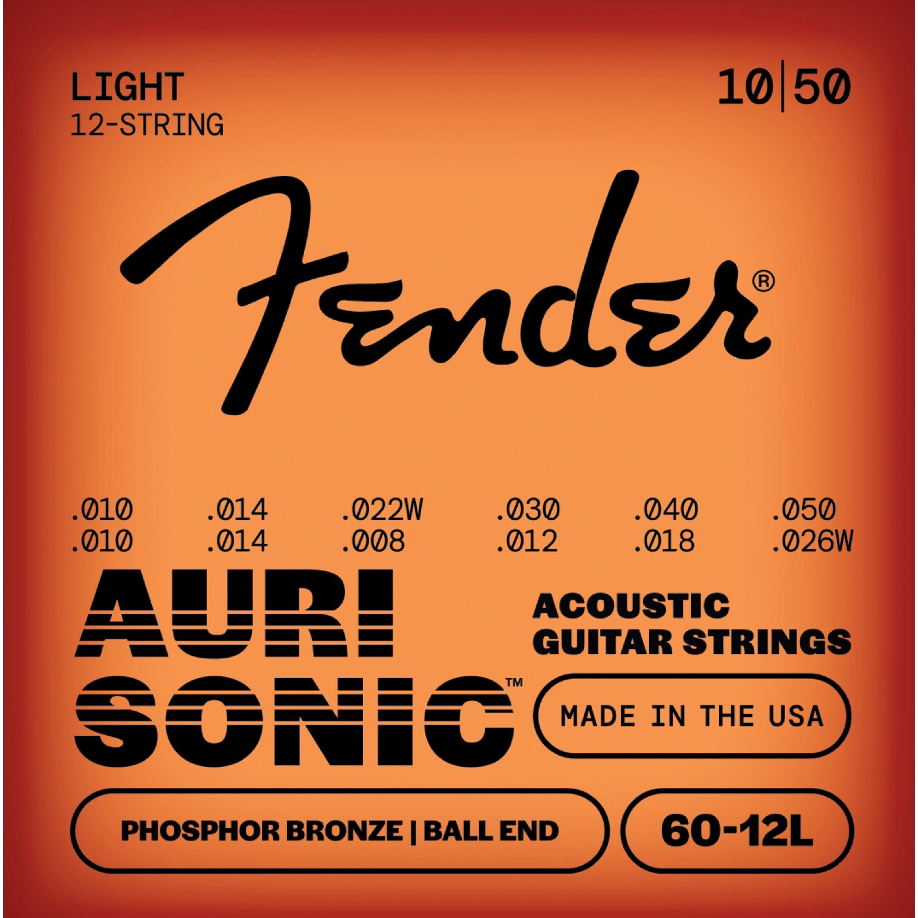 Fender Saiten, Phosphor Bronze 12-String 010 - 050 - Westerngitarrensaiten