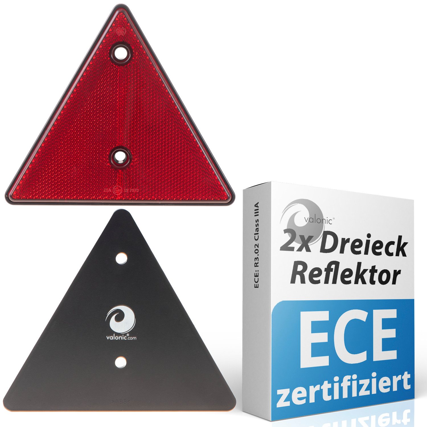 valonic Motorradanhänger Dreieckrückstrahler, Кулонreflektor, E11 Prüfzeichen, 2 Stück, rot