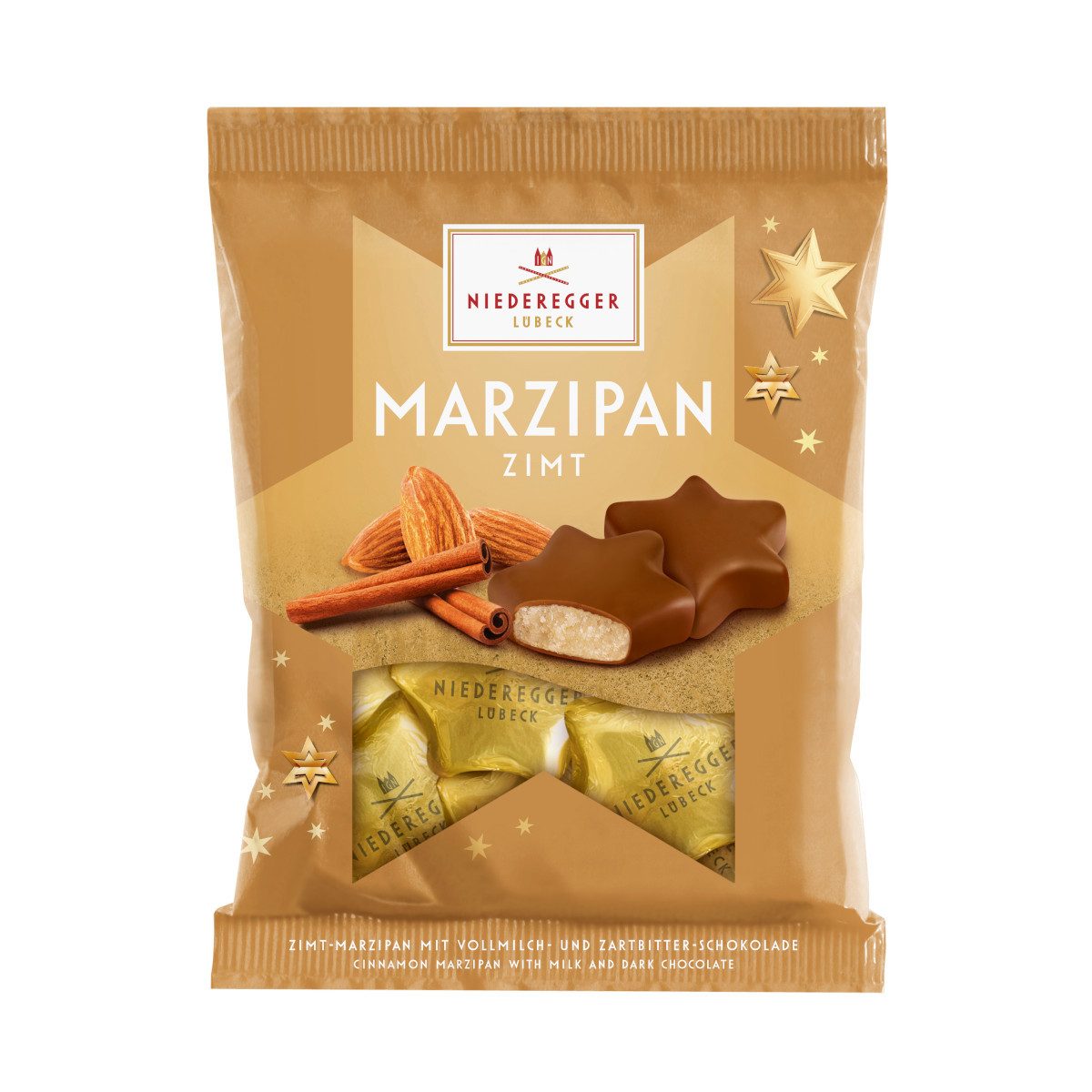 Niederegger Schokolade, Niederegger Marzipan Sterne Zimt im Beutel Pralinen mit Zimt 87g